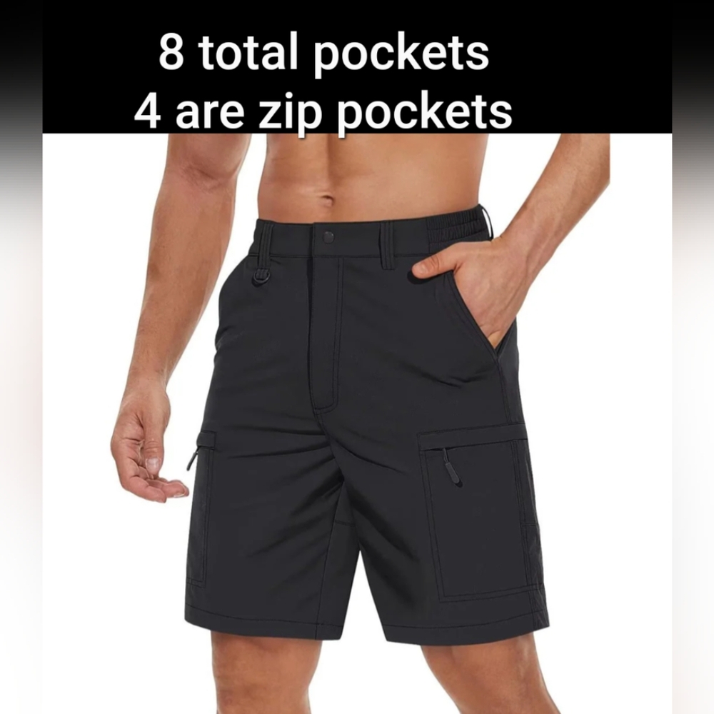 LL Bean Cargo Shorts Mens 32 Nylon Utility Outdoor Hiking Pockets Zip & Snap